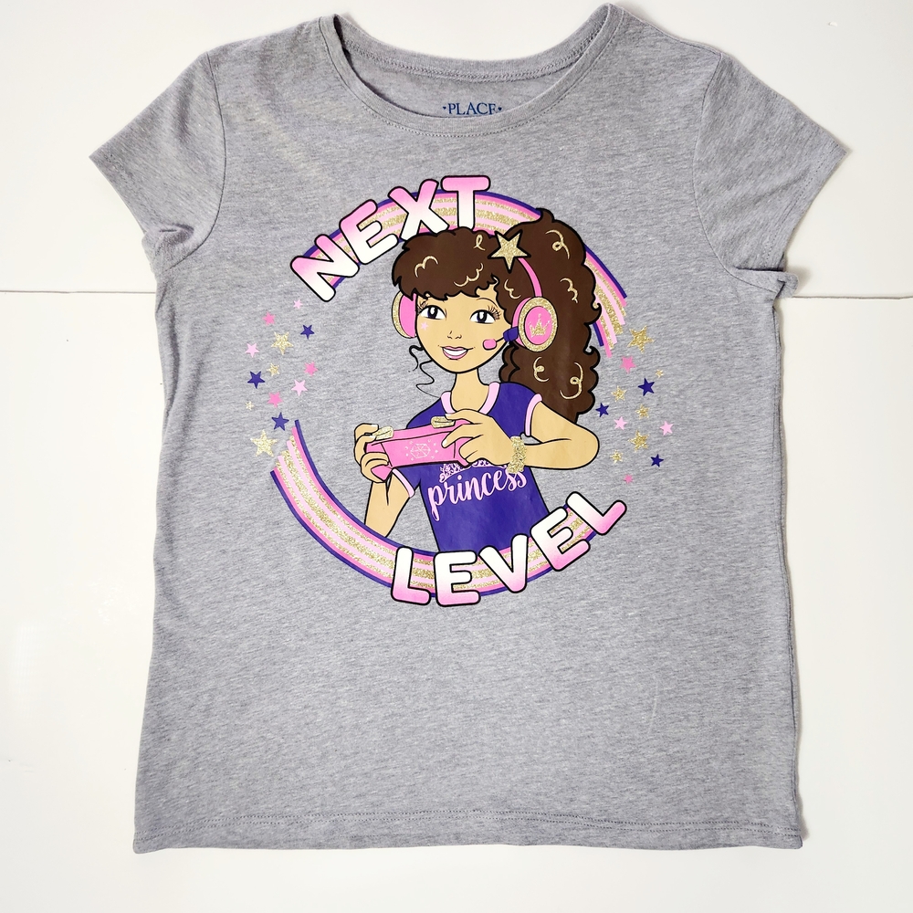 🩷The Children's Place Girl's Gray 'Next Level Princess' T-Shirt Size: 10/12